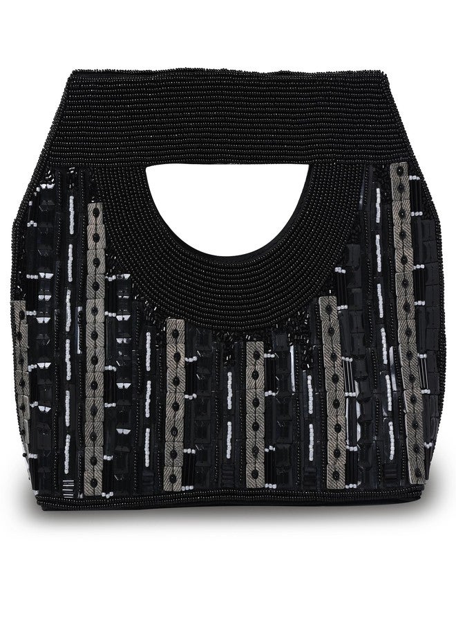 MARKQUES Black Sequence Mix Embellished Hand Held Purse For Women - Image 1